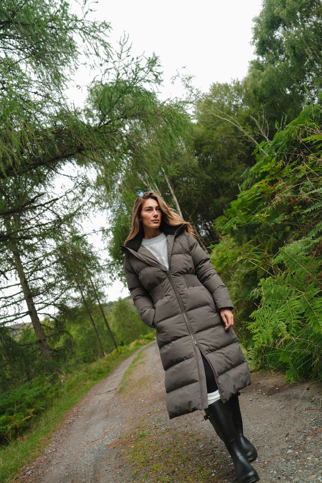 Contour Longline Khaki Puffer Coat - Pre Order