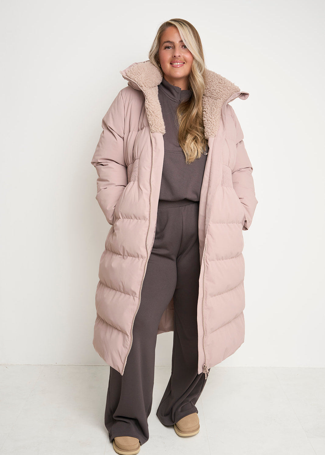 Contour Longline Fawn Puffer Coat