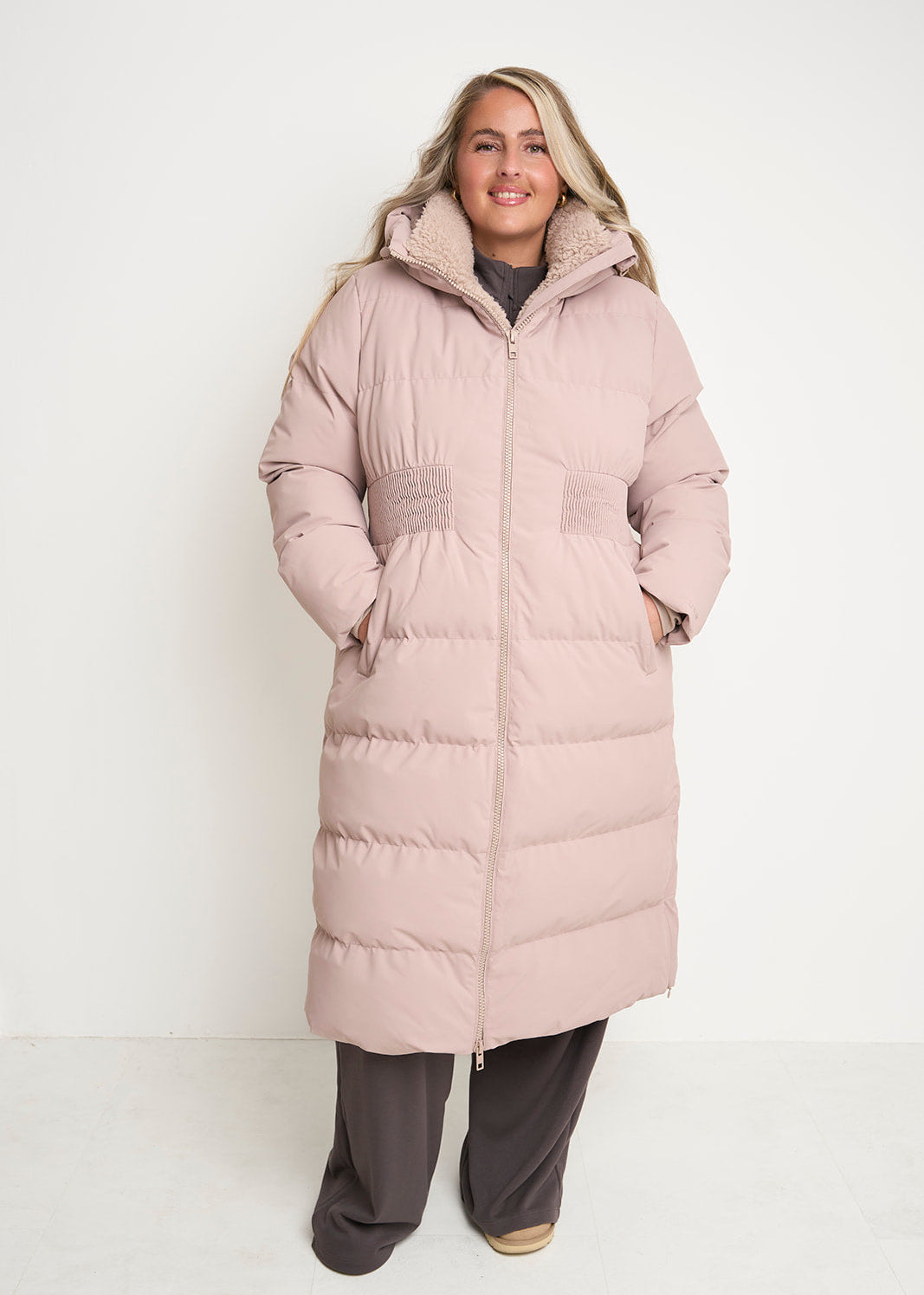 Contour Longline Fawn Puffer Coat