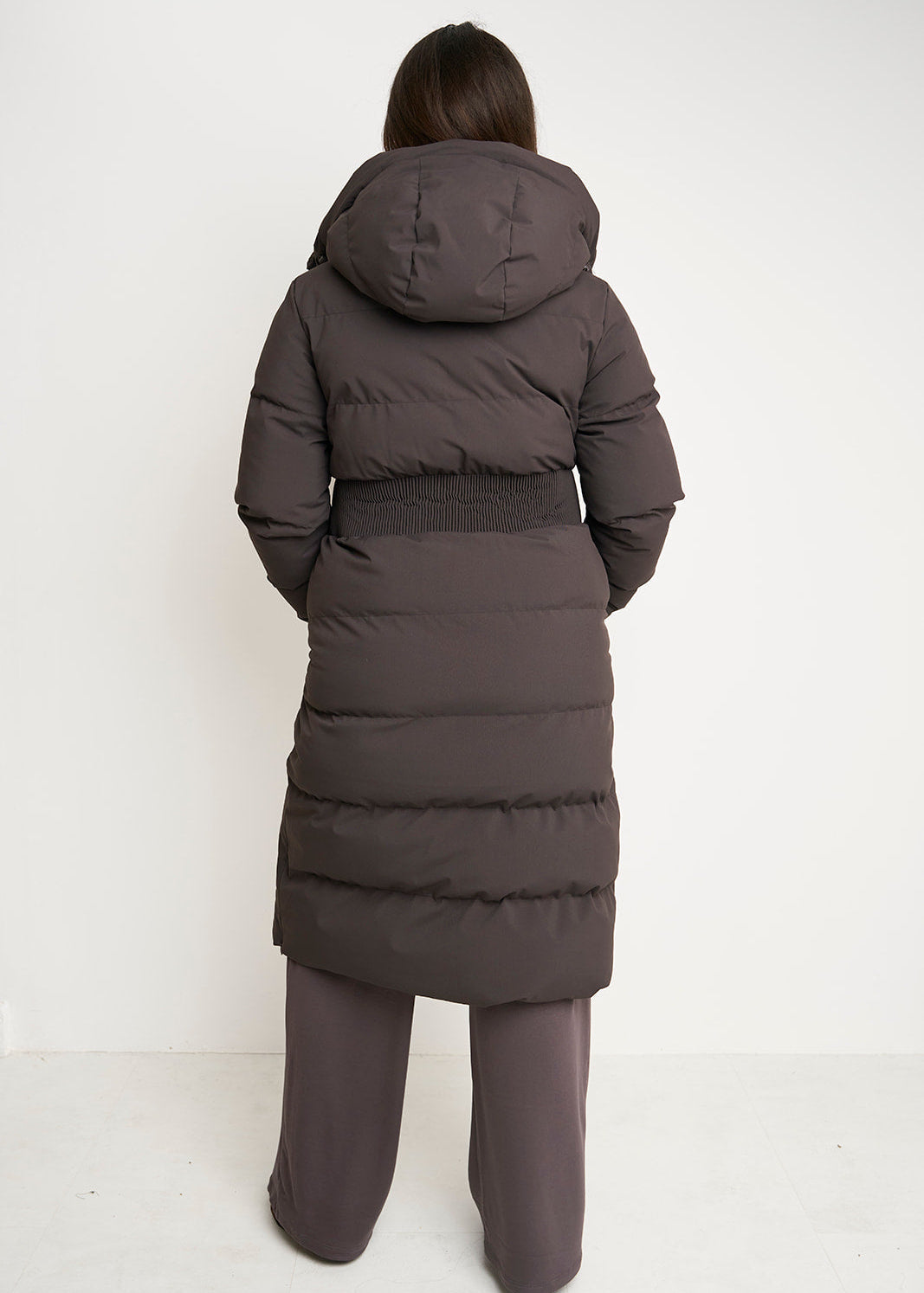 Contour Longline Coffee Puffer Coat