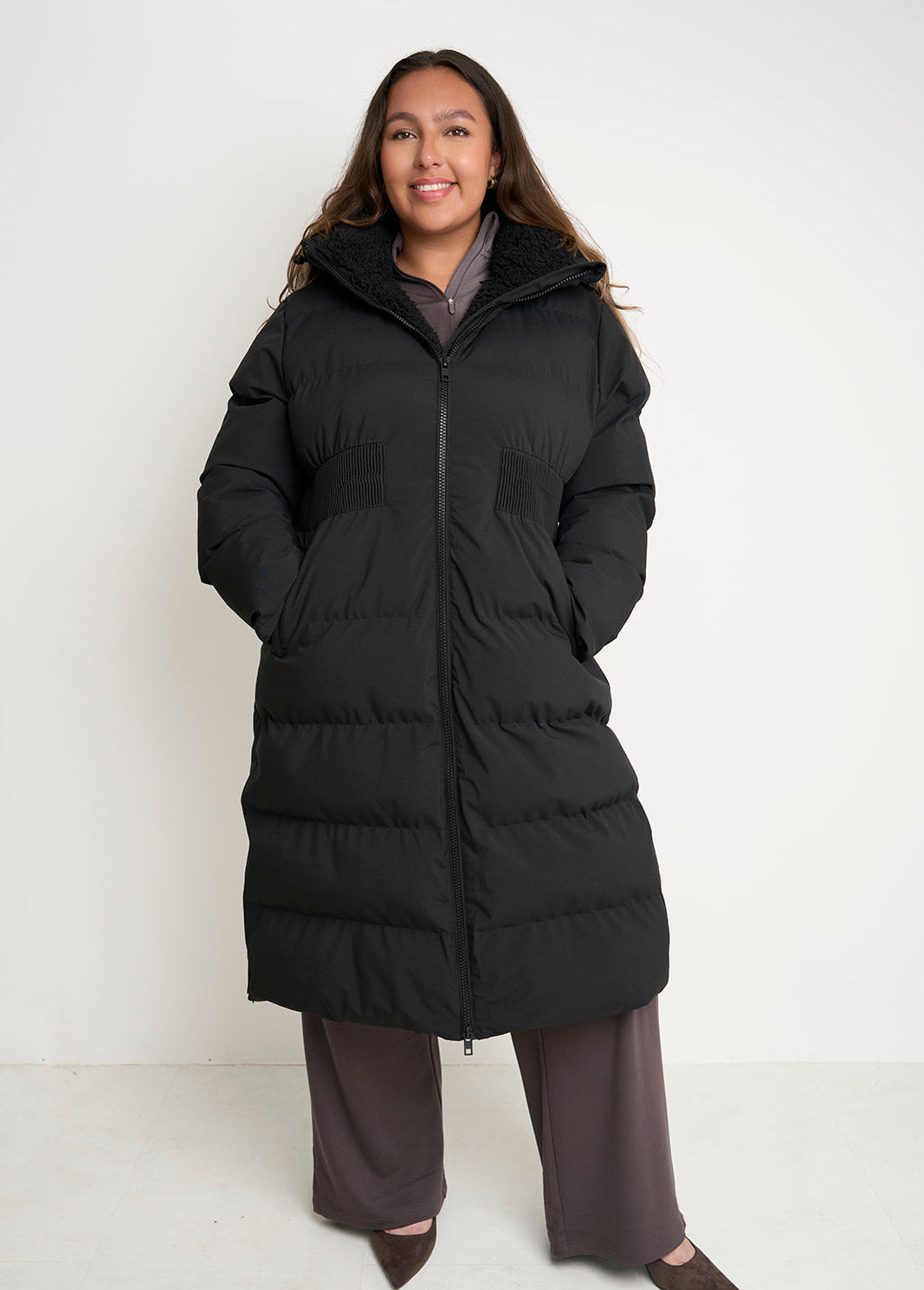 Contour Longline Black Puffer Coat