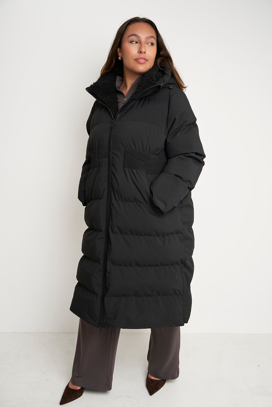 Contour Longline Black Puffer Coat