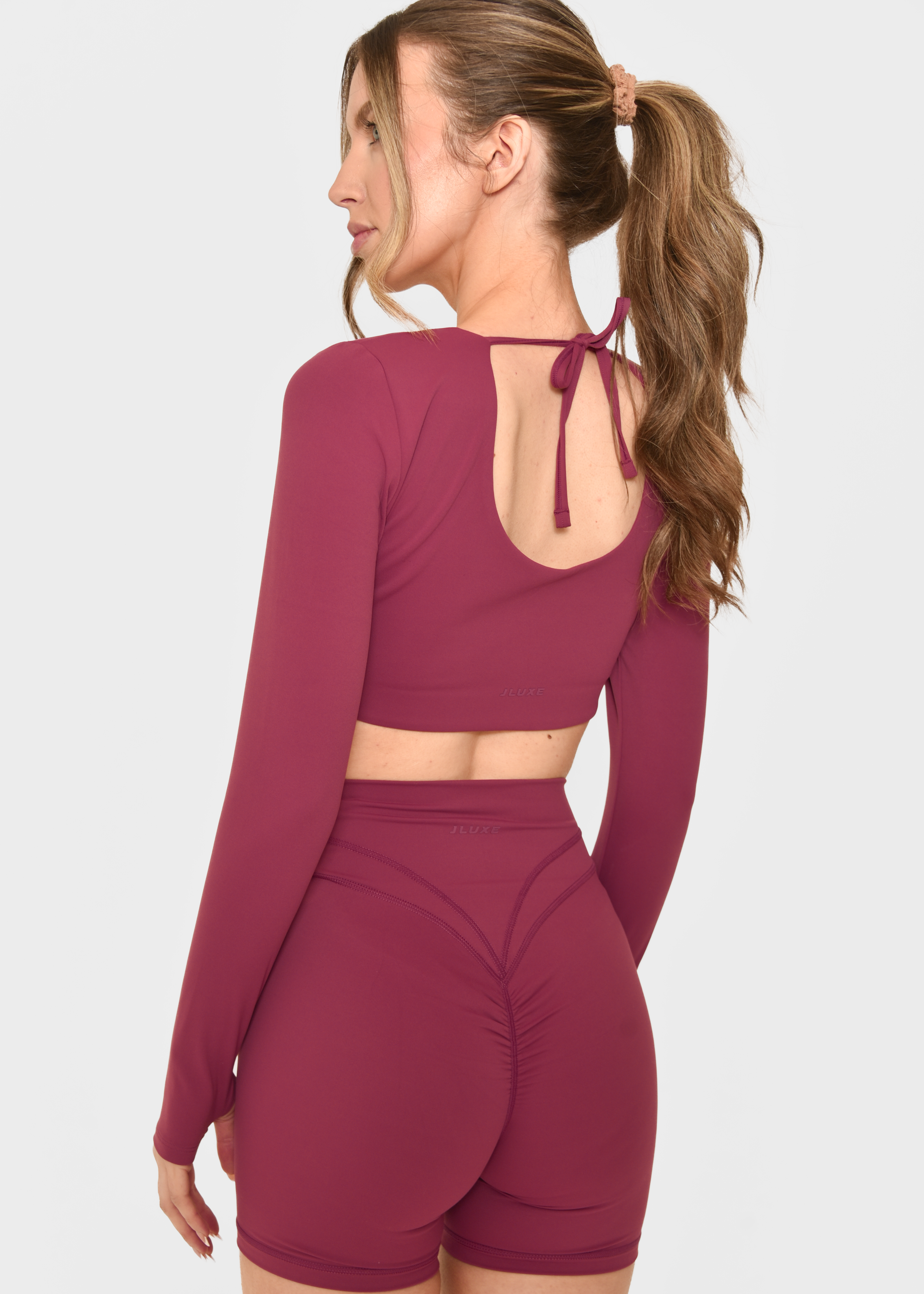 Cloud Sculpt Long Sleeve Velvet Rose Crop Bra