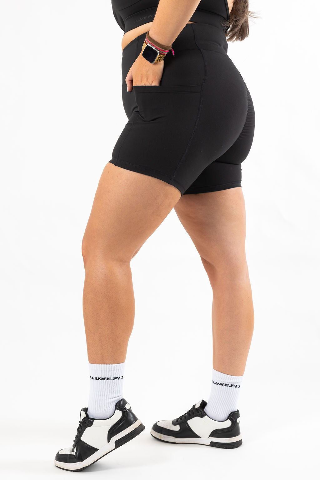 Core High Waisted Black Shorts With Pockets - J.LUXE.FIT