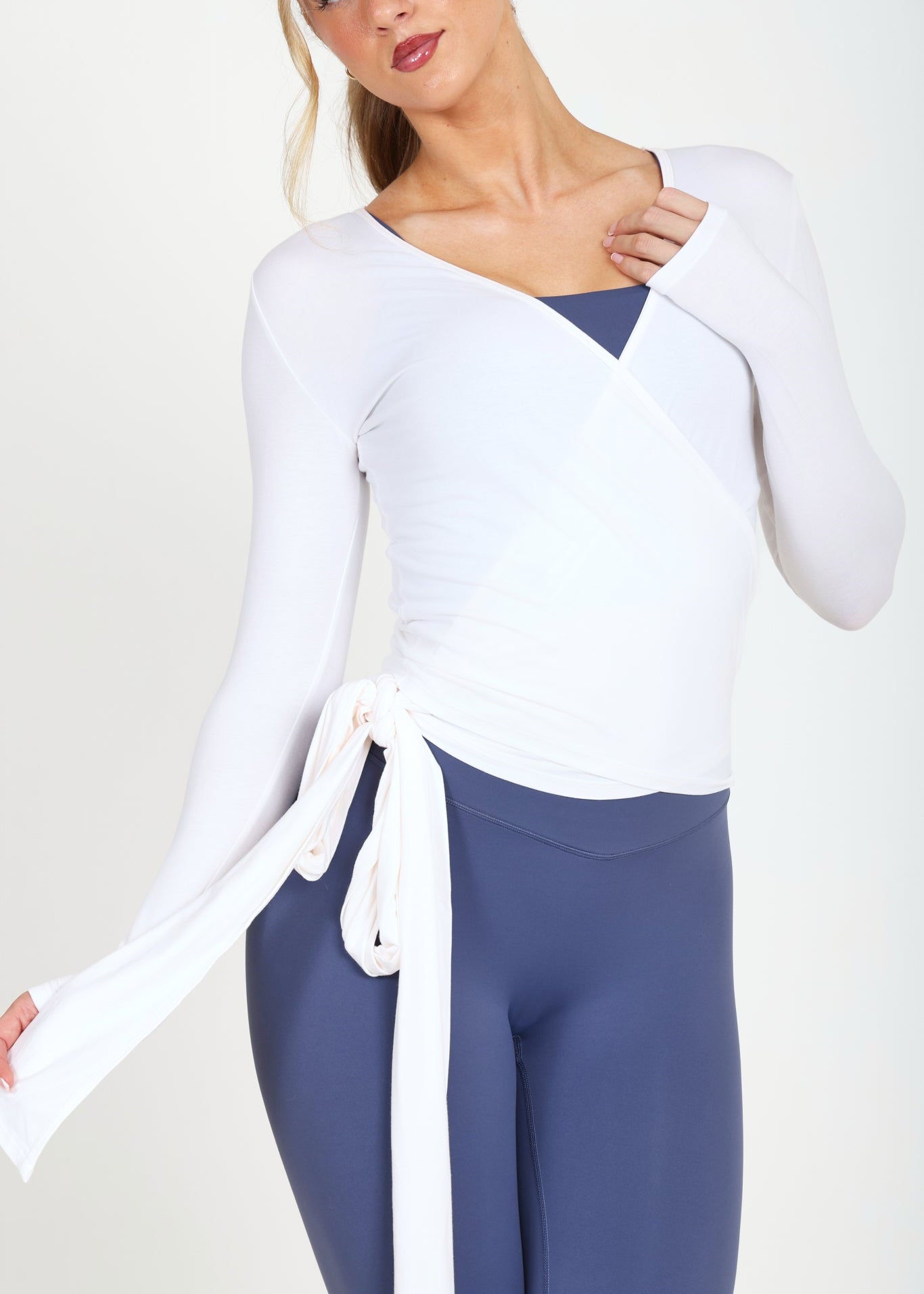 Ultra Soft Off White Bamboo Wrap Top
