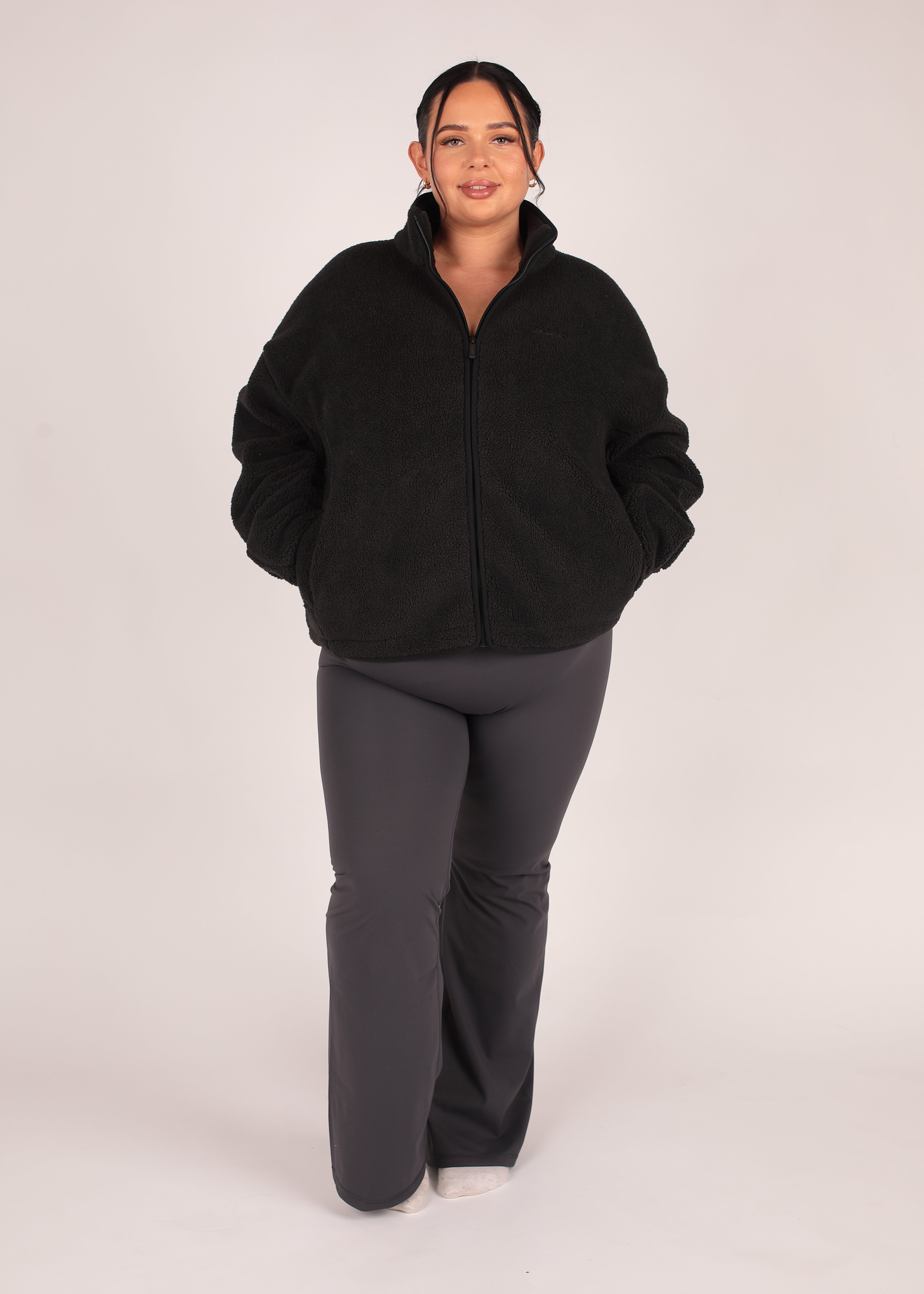 Soft Charcoal Zip Up Borg Fleece