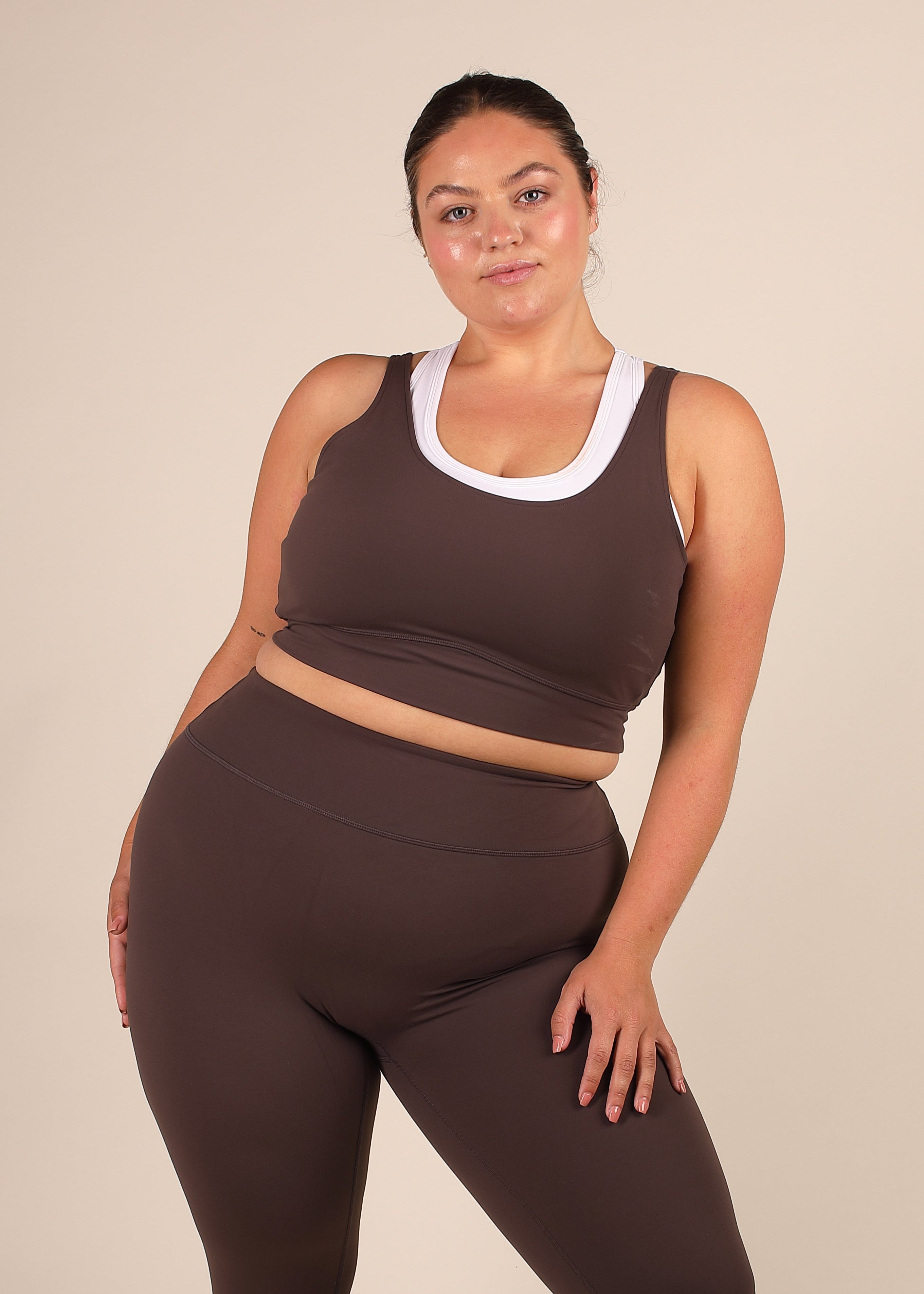 Recycled Double Layer Deep Mocha Sports Bra