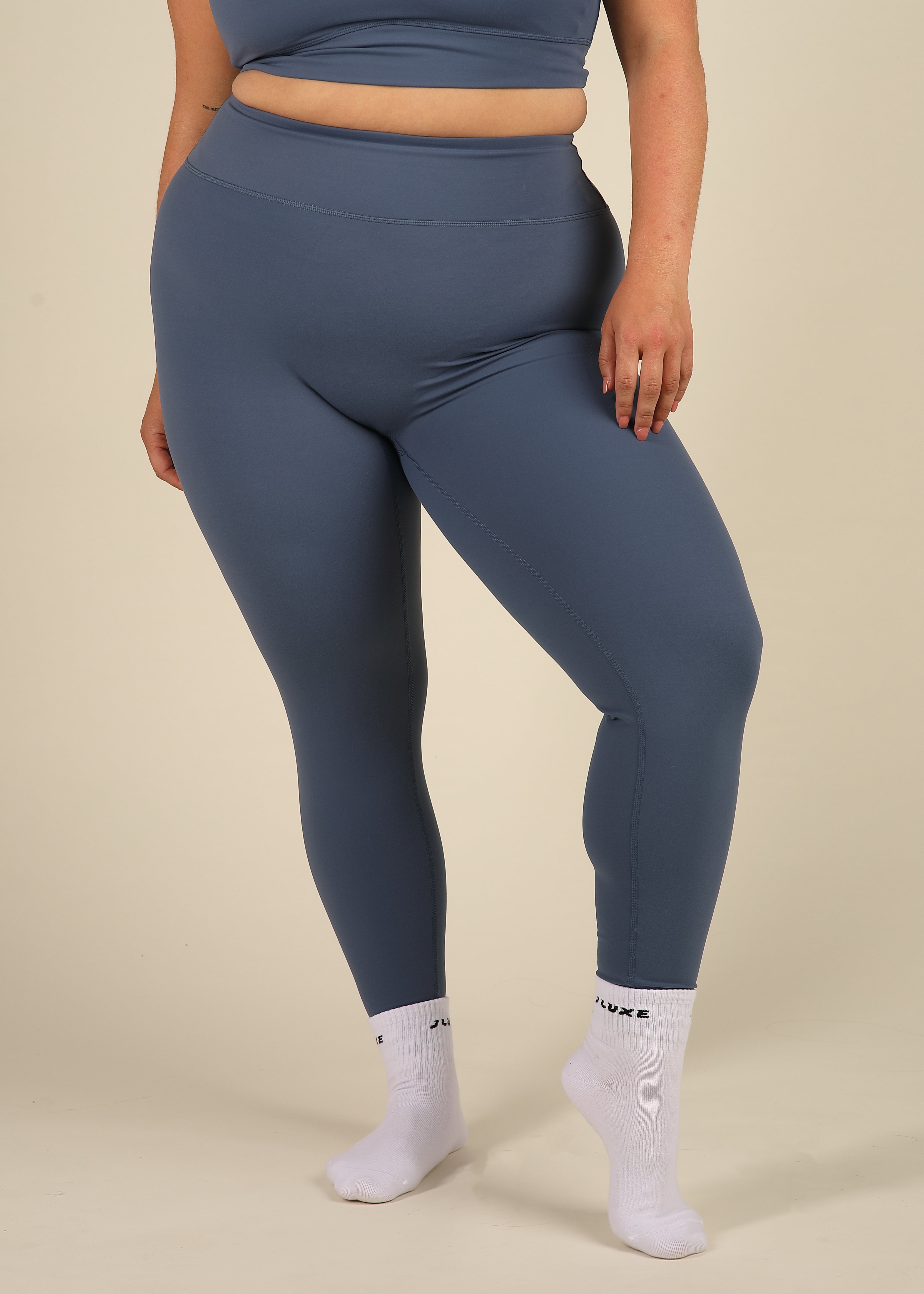 Recycled High Rise Denim Blue Essential Legging