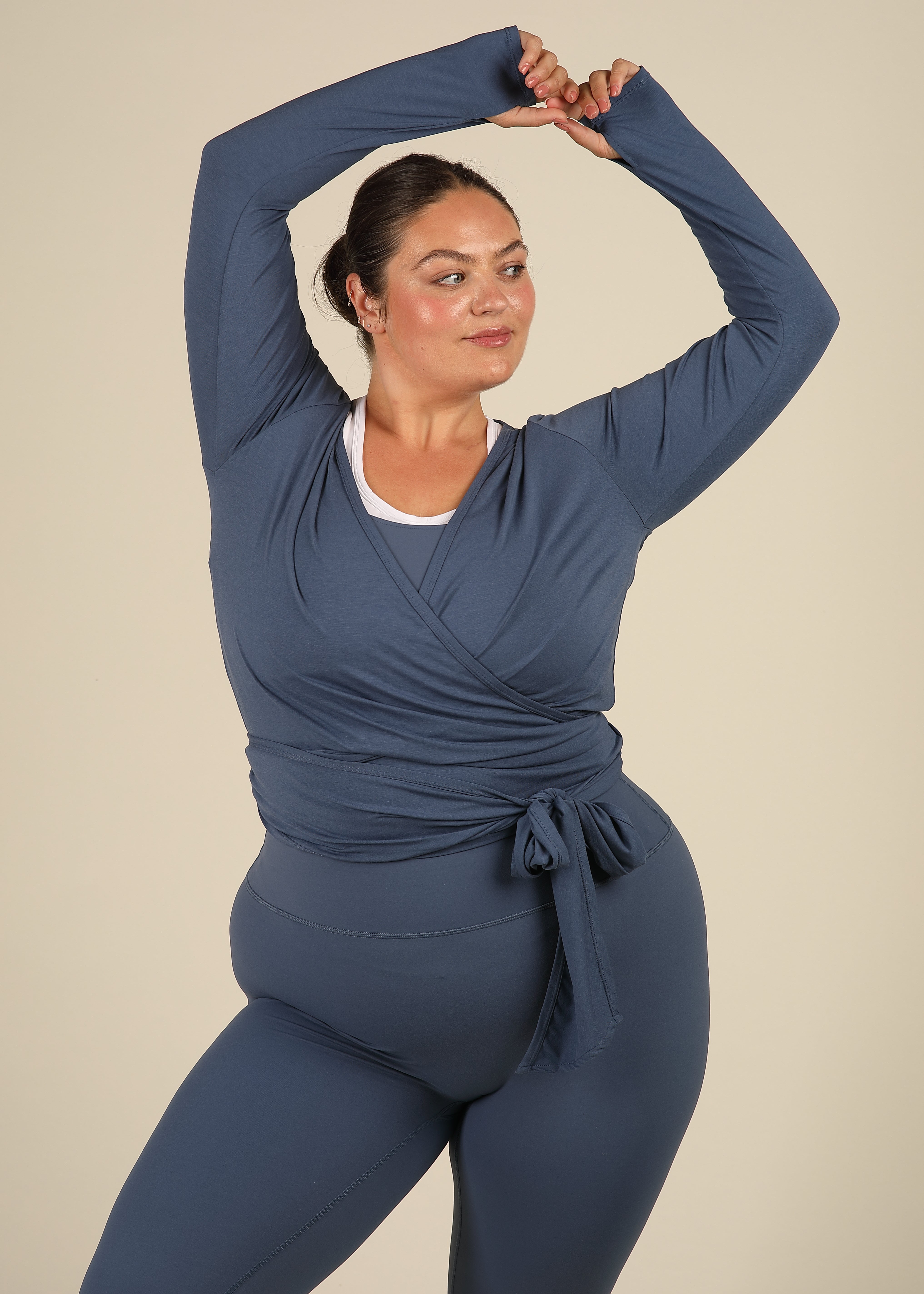 Ultra Soft Bamboo Denim Blue Wrap Top