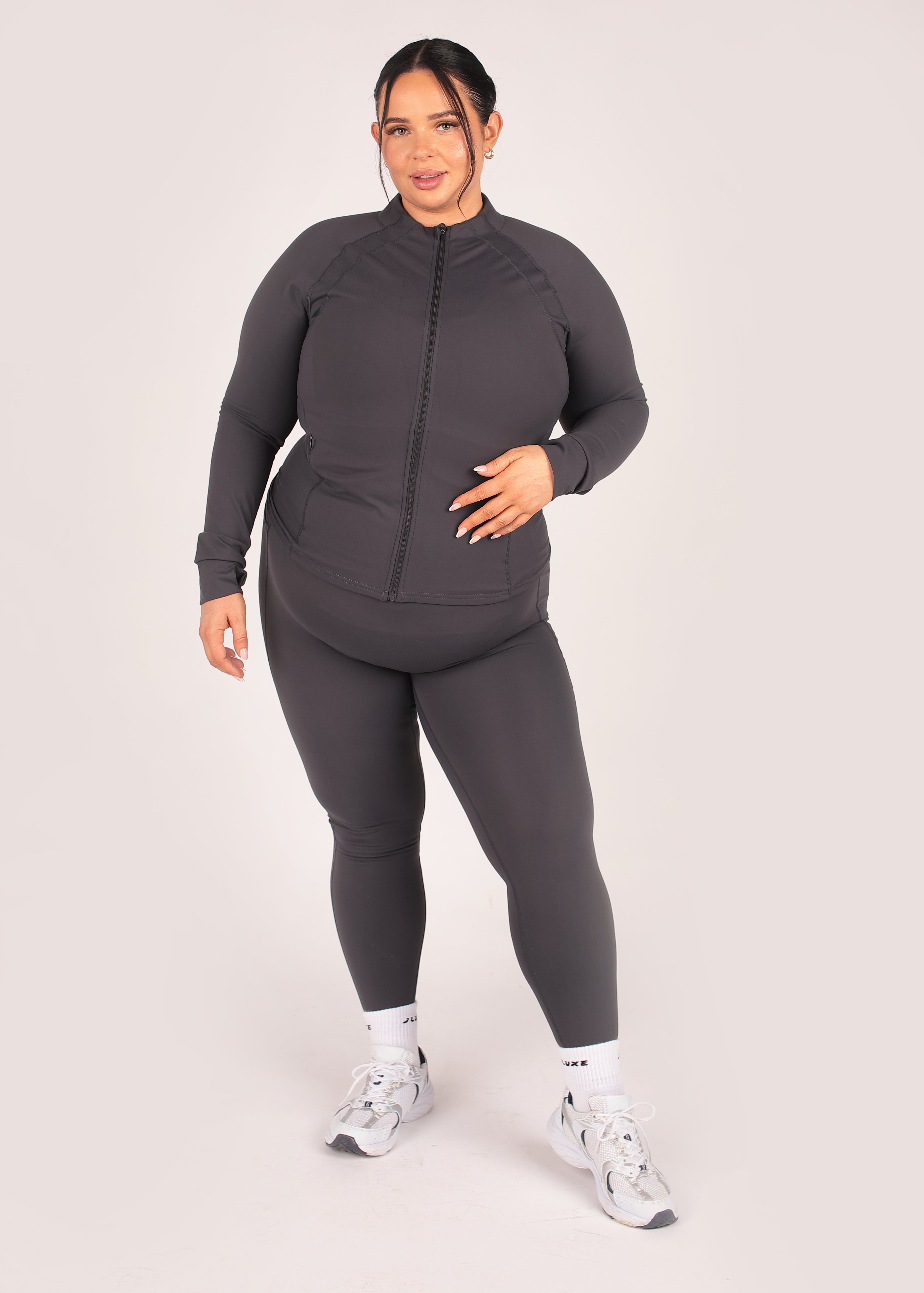 CloudLuxe Core Soft Charcoal Detail Jacket