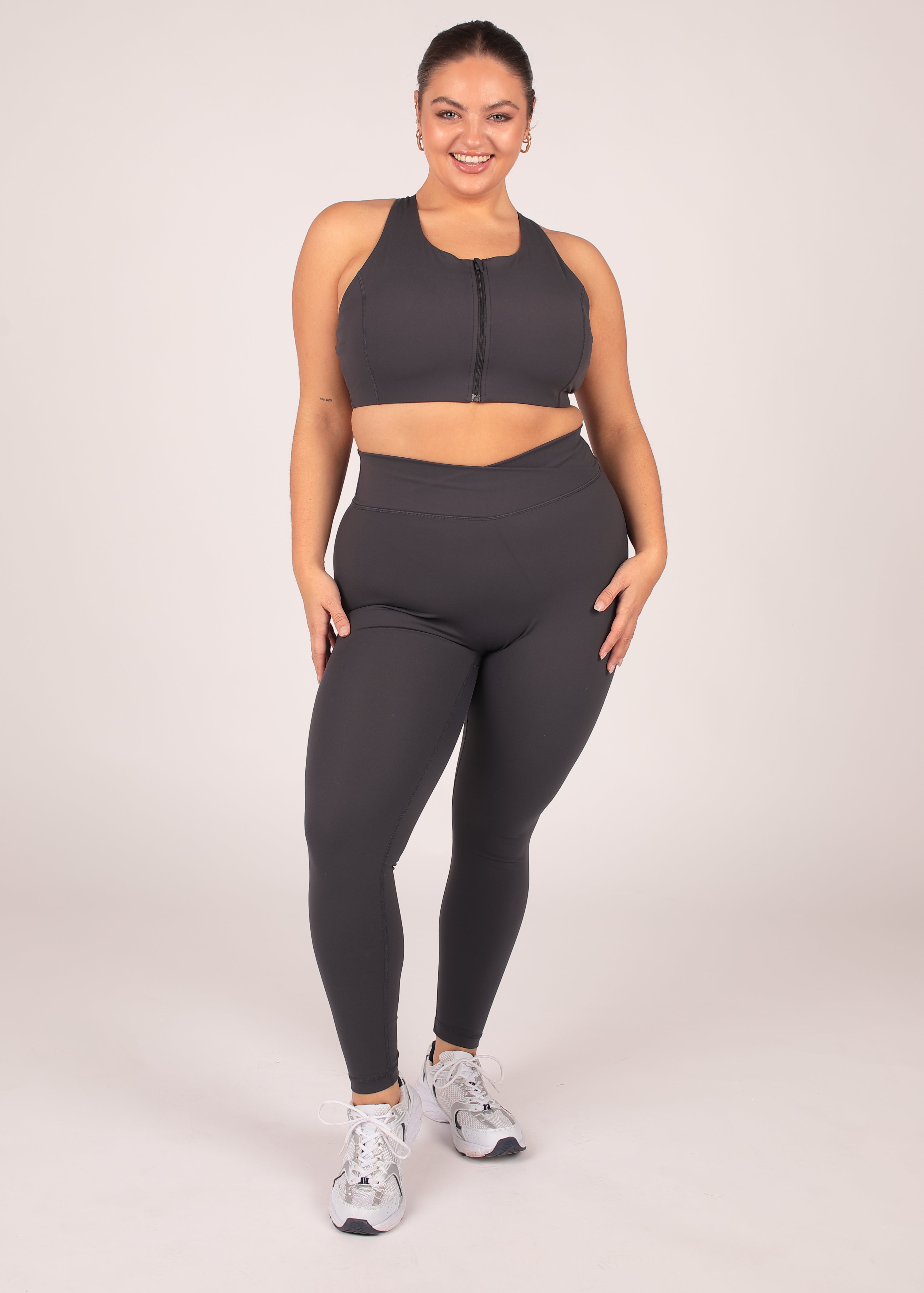 CloudLuxe Core Charcoal Zip Bra