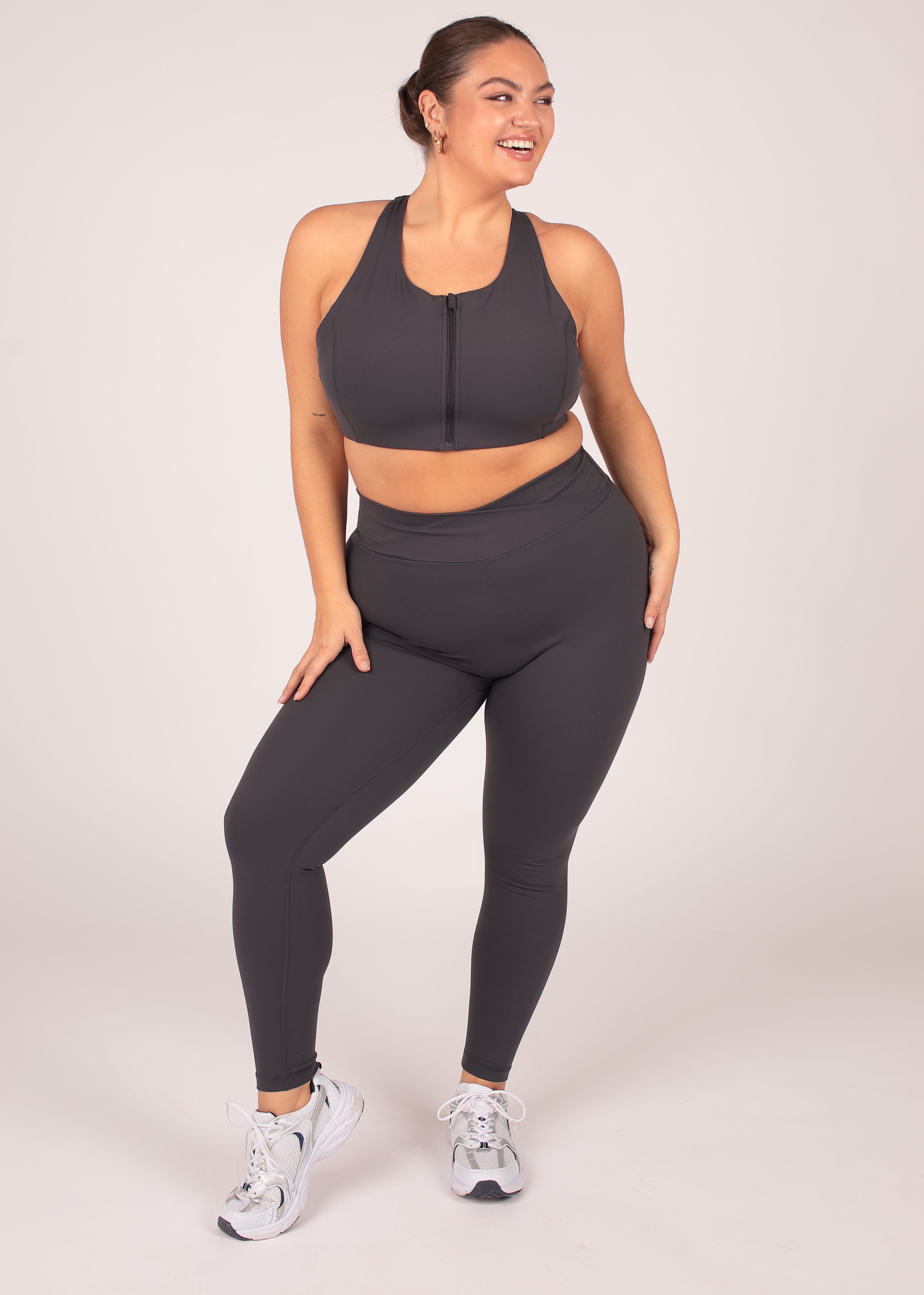 CloudLuxe Core Charcoal Zip Bra