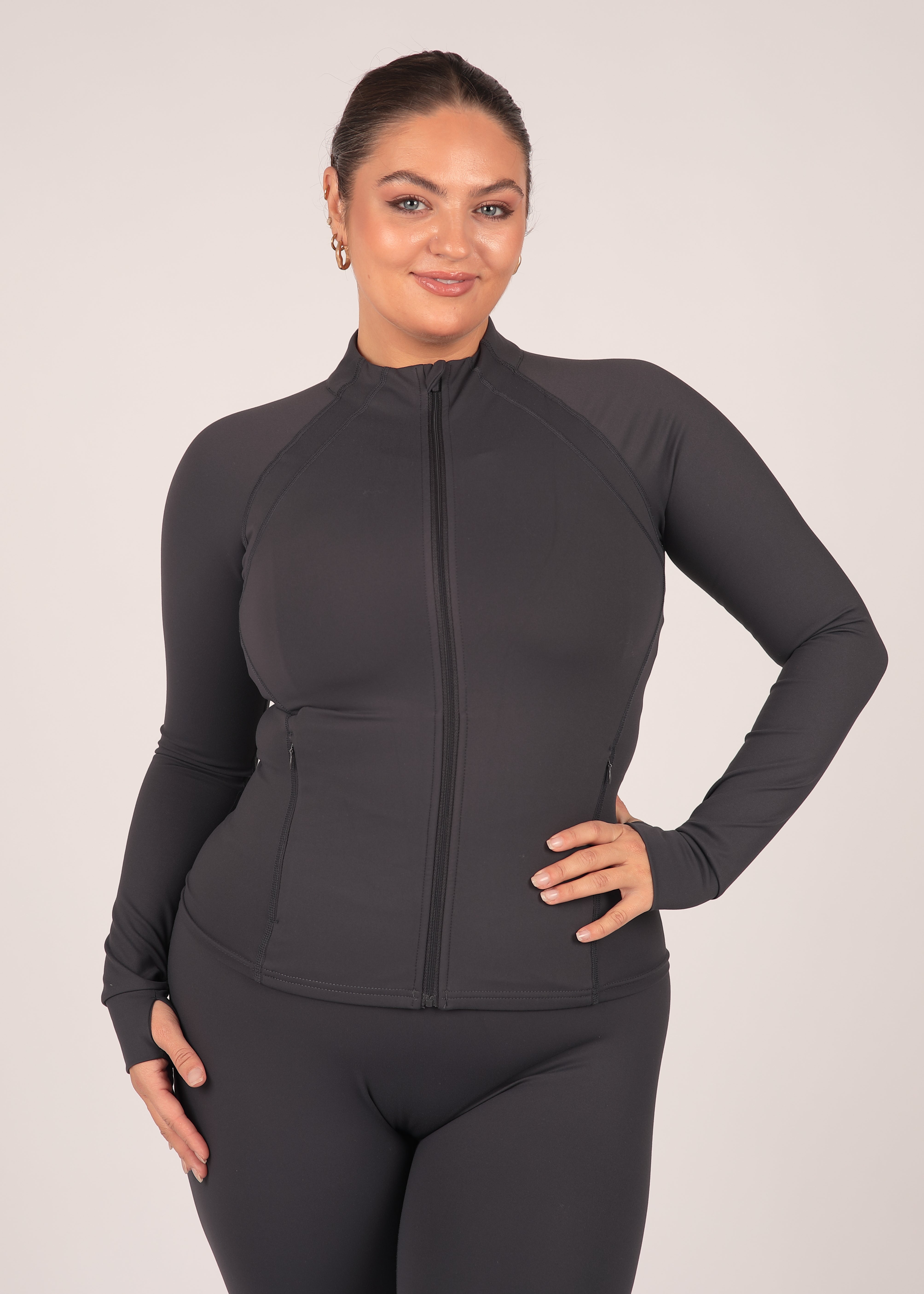 CloudLuxe Core Soft Charcoal Detail Jacket