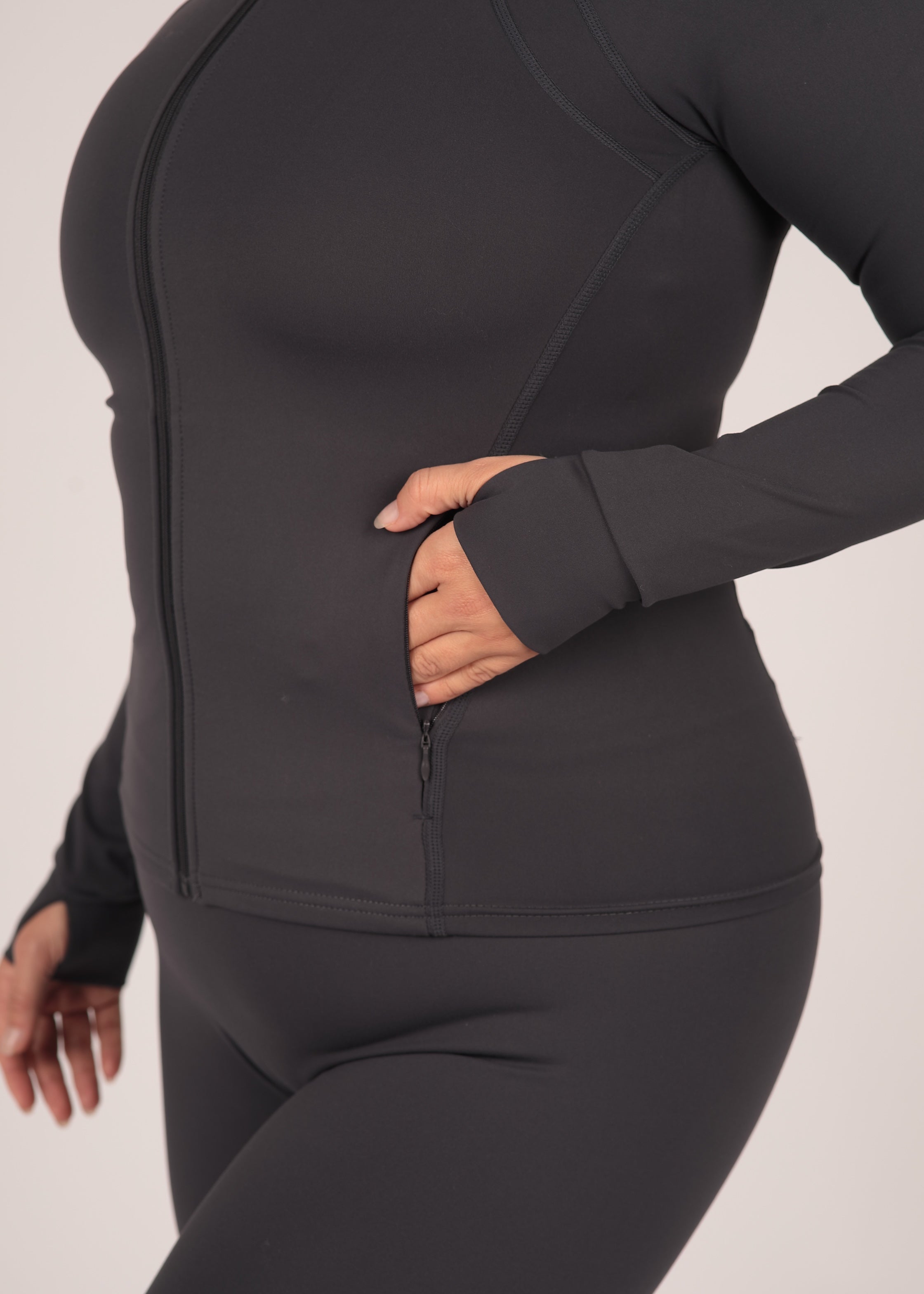 CloudLuxe Core Soft Charcoal Detail Jacket