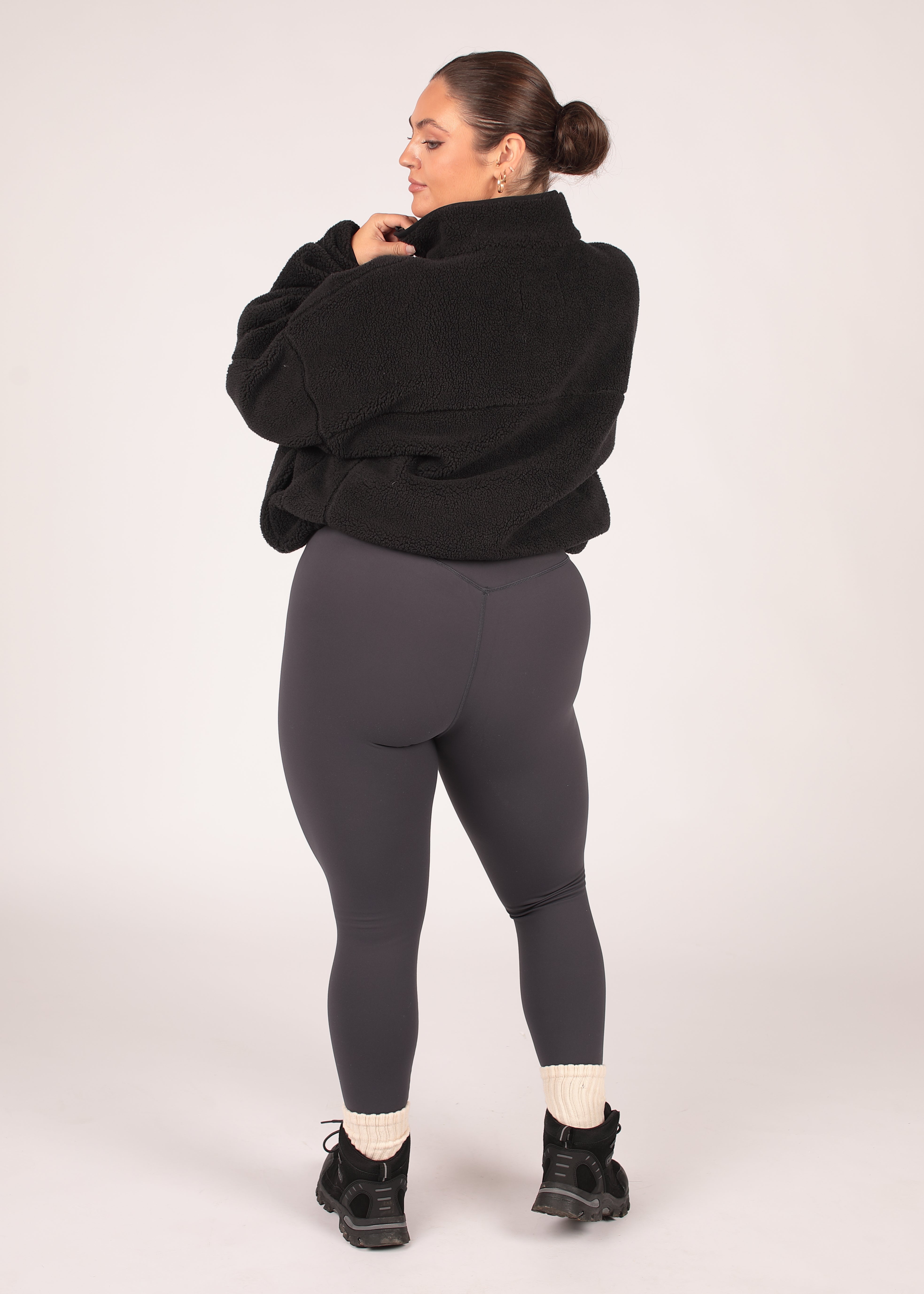 Soft Charcoal Zip Up Borg Fleece