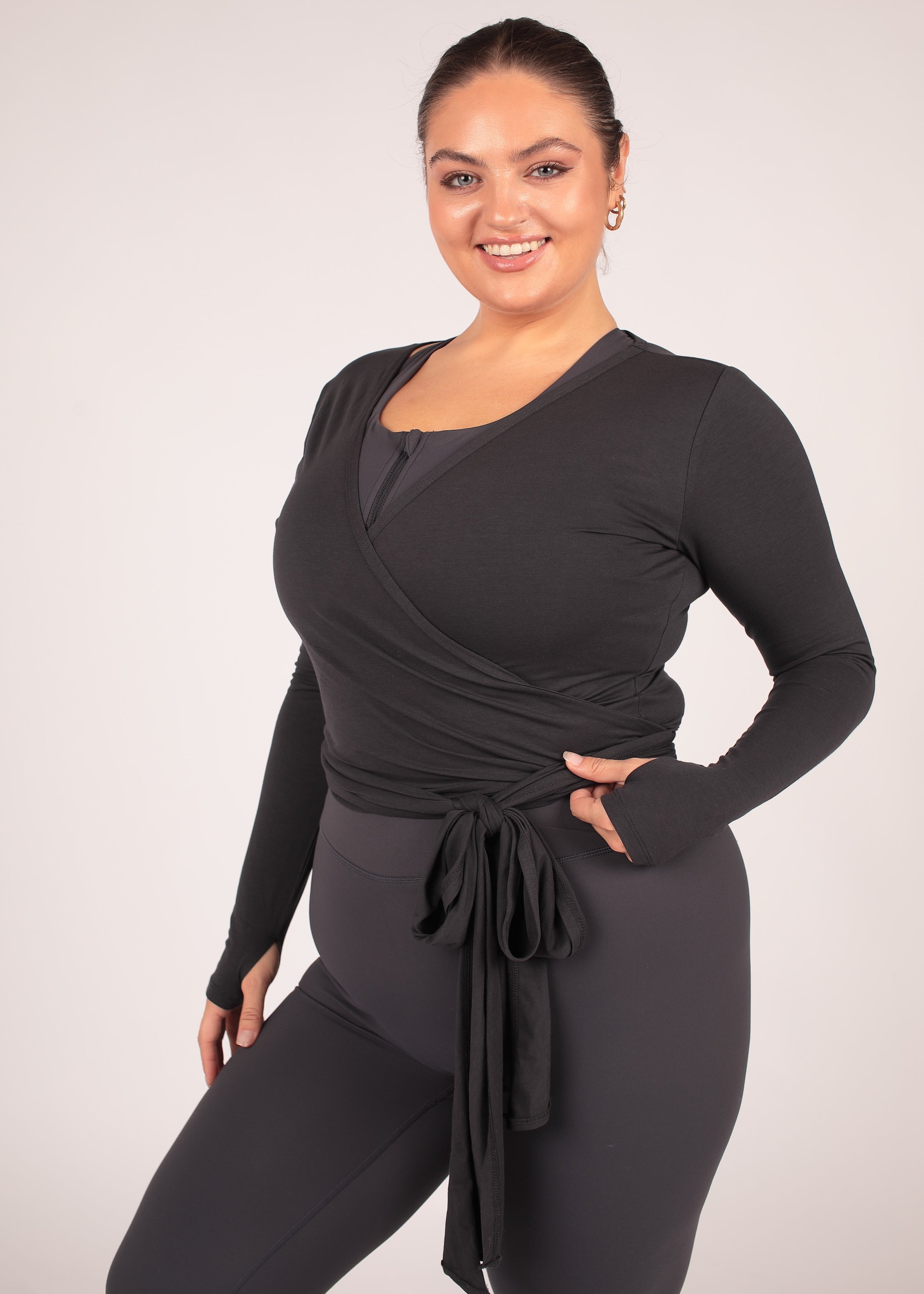 Ultra Soft Bamboo Soft Charcoal Wrap Top