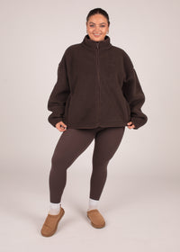 Coffee Zip Up Borg Fleece