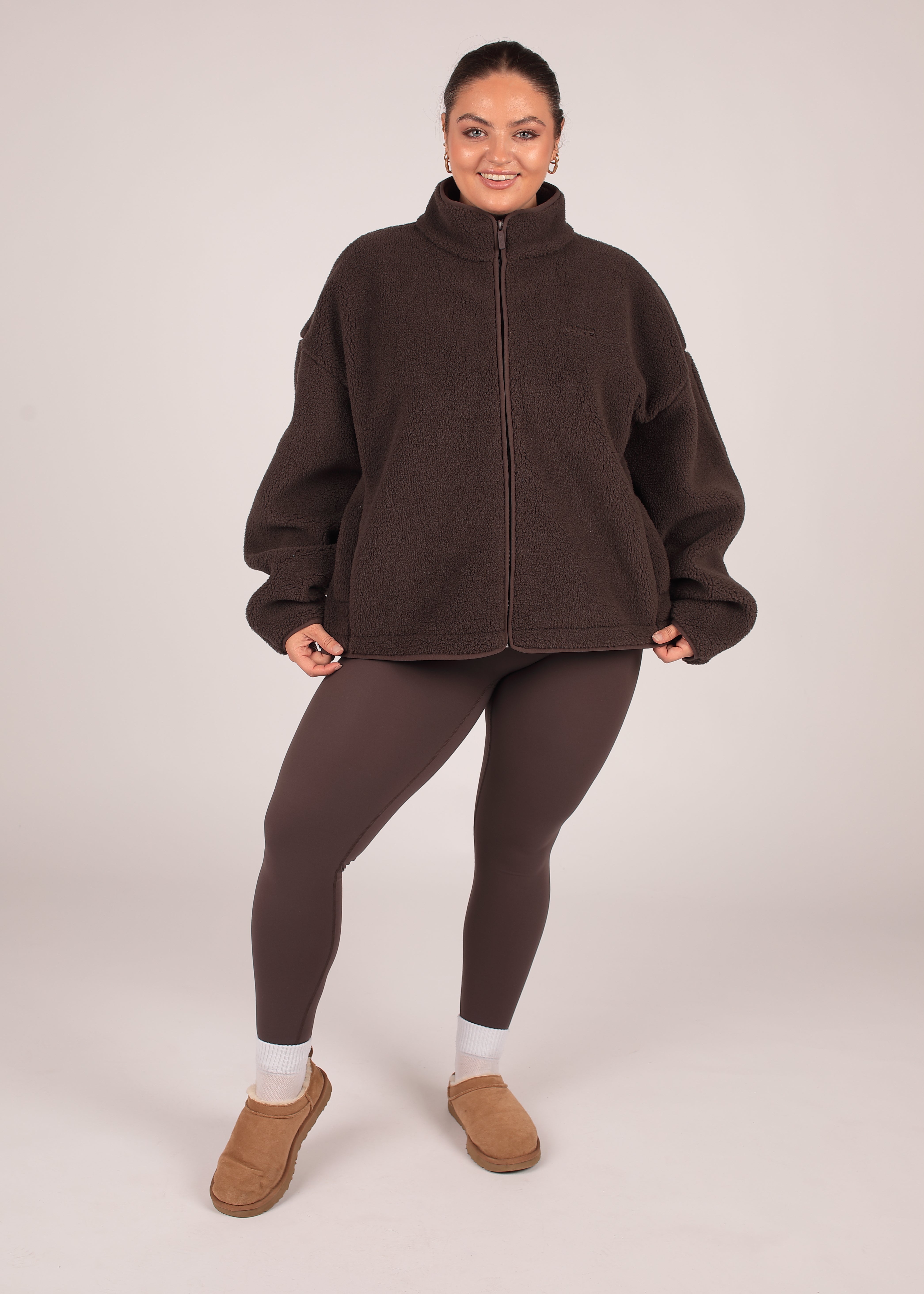 Coffee Zip Up Borg Fleece