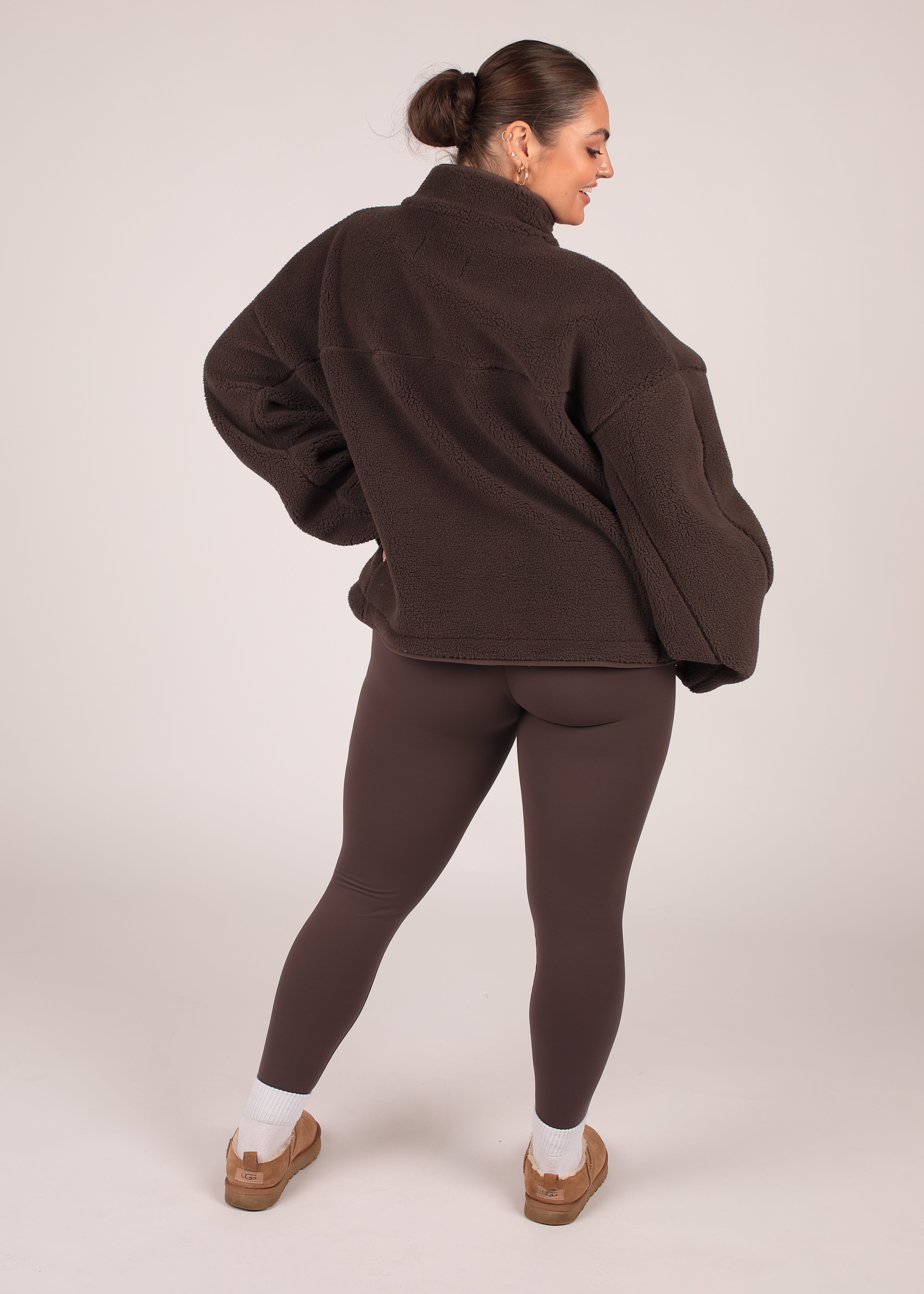 Coffee Zip Up Borg Fleece