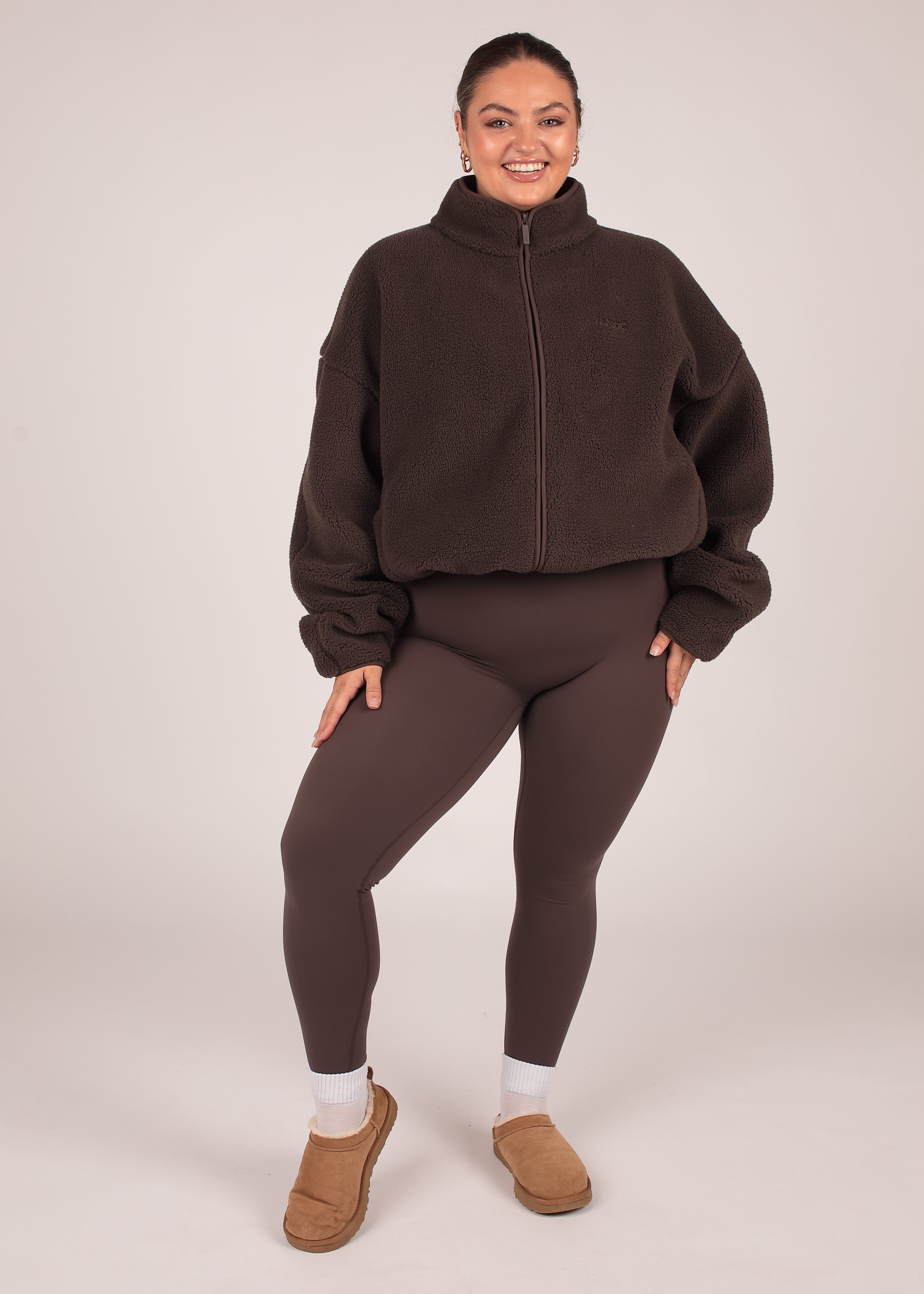 Coffee Zip Up Borg Fleece