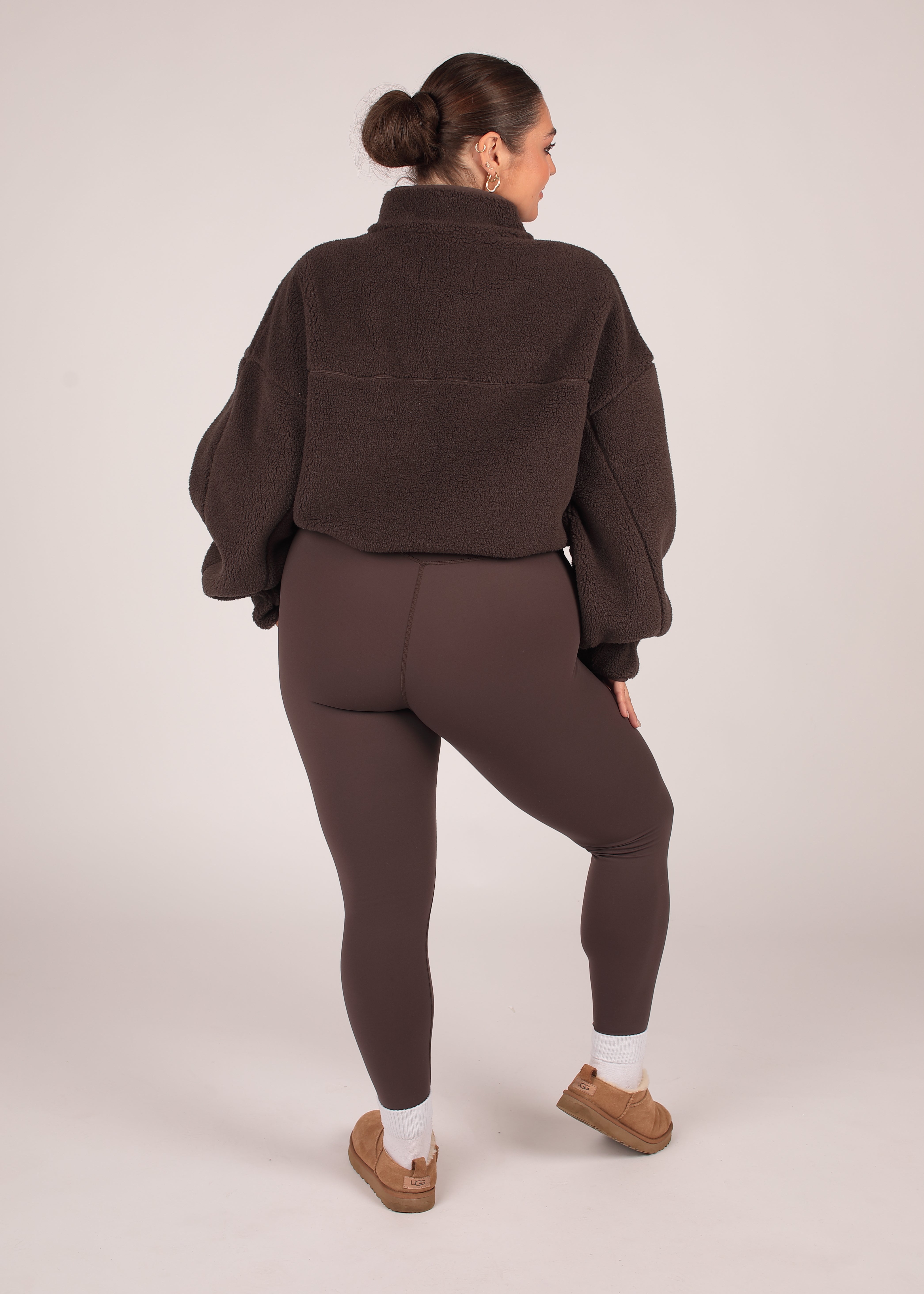 Coffee Zip Up Borg Fleece