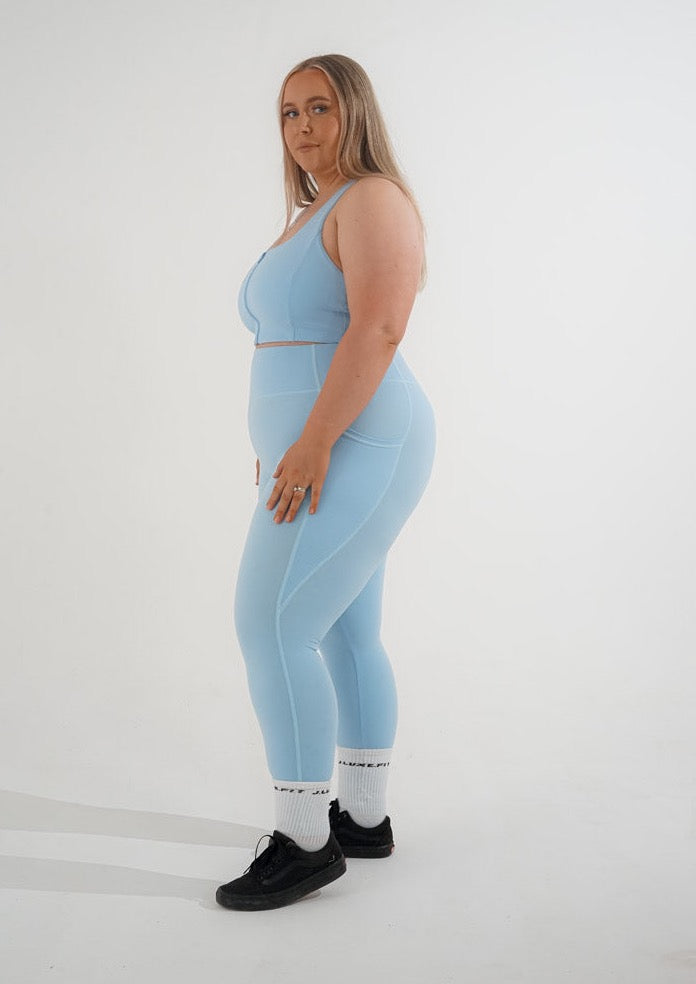 Core High Waisted Powder Blue Leggings - J.LUXE.FIT